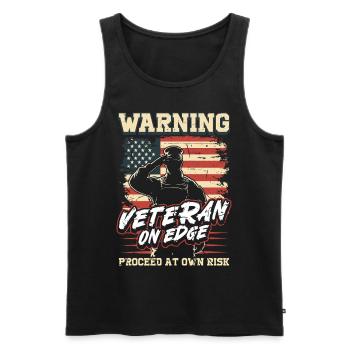 Dysfunktionaler Veteran Proceed At Own Risk - Männer Premium Bio Tank Top - Schwarz - Vorne - AI Model Male 178 light (178cm)