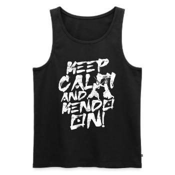 Kendo Keep Calm And Kendo On - Männer Premium Bio Tank Top - Schwarz - Vorne - AI Model Male 178 light (178cm)