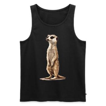 Meerkat Erdmännchen - Débardeur bio Premium Homme - noir - Devant - AI Model Male 178 light (178cm)