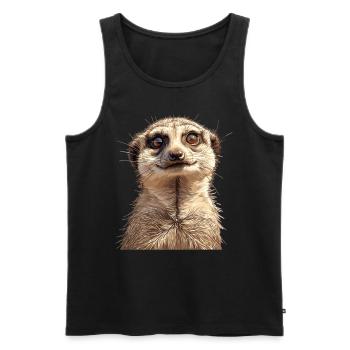 Meerkat Erdmännchen - Débardeur bio Premium Homme - noir - Devant - AI Model Male 178 light (178cm)