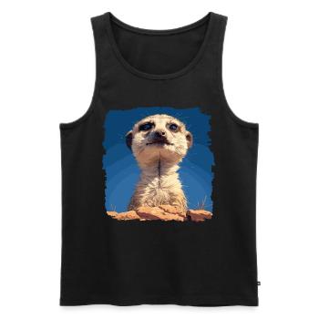 Meerkat Erdmännchen - Débardeur bio Premium Homme - noir - Devant - AI Model Male 178 light (178cm)