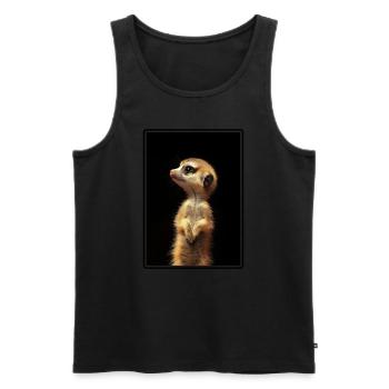 Meerkat Erdmännchen - Débardeur bio Premium Homme - noir - Devant - AI Model Male 178 light (178cm)
