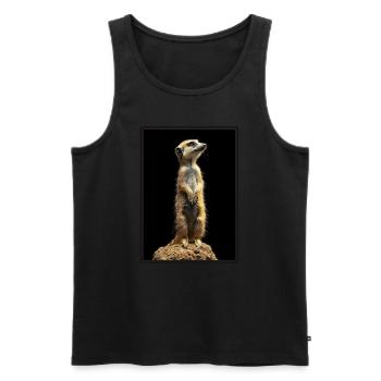 Meerkat Erdmännchen - Débardeur bio Premium Homme - noir - Devant - AI Model Male 178 light (178cm)