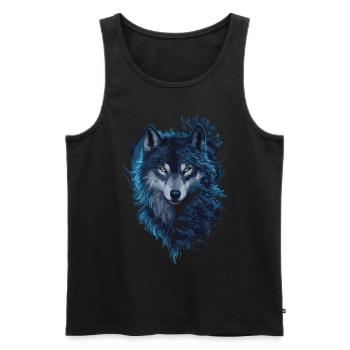Mystischer Wolf – Schatten der Wildnis - Männer Premium Bio Tank Top - Schwarz - Vorne - AI Model Male 178 light (178cm)