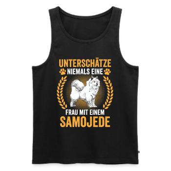 Samojede Samojedenspitz Frau mit Samojede - Männer Premium Bio Tank Top - Schwarz - Vorne - AI Model Male 178 light (178cm)