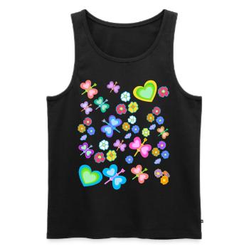 Printemps Été Enfants Enfant Bébé Papillons - Débardeur bio Premium Homme - noir - Devant - Michal (187cm)