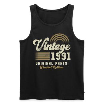 Vintage 1991 Birthday Retro - Men's Premium Organic Tank Top - black - Front - AI Model Male 178 light (178cm)