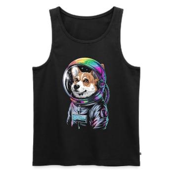Astronaut Corgi Dog Adventure Fun - Men's Premium Organic Tank Top - black - Front - Michal (187cm)