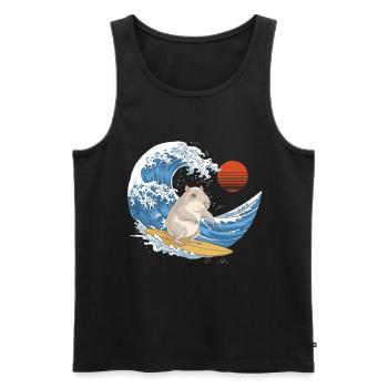 Capybara surfing the waves in summer - Men's Premium Organic Tank Top - black - Front - AI Model Male 178 light (178cm)