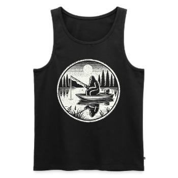 Fishing, Angler, Fisherman, Fishing, Bigfoot - Men's Premium Organic Tank Top - black - Front - Michal (187cm)
