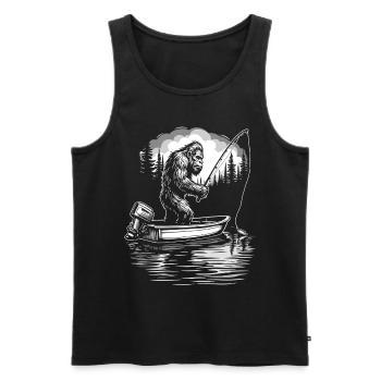 Fishing, Angler, Fisherman, Fishing, Bigfoot - Men's Premium Organic Tank Top - black - Front - Michal (187cm)