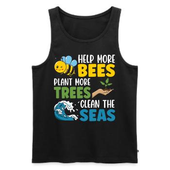 Help more Bees plant more trees clean the seas - Men's Premium Organic Tank Top - black - Front - Michal (187cm)