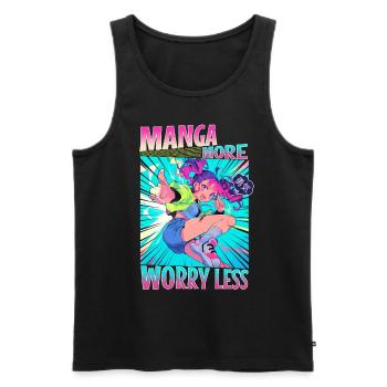 Manga Livres Amateurs de manga - Débardeur bio Premium Homme - noir - Devant - AI Model Male 178 light (178cm)
