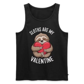 Sloth Love – Funny Valentine's Day Shirt - Men's Premium Organic Tank Top - black - Front - Michal (187cm)