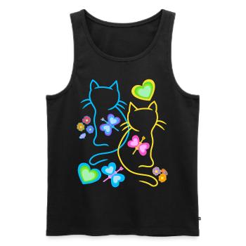 Spring Cats Retro 80s 90s Vintage Cats - Men's Premium Organic Tank Top - black - Front - Michal (187cm)