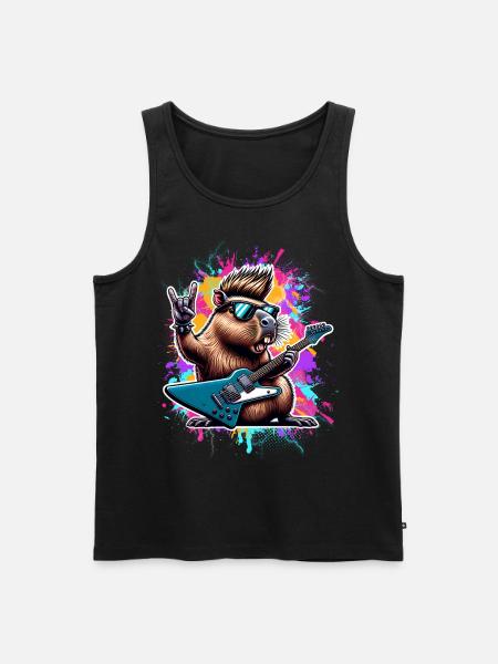 Capybara Rock and Roll Guitarist - Men's Premium Organic Tank Top - black