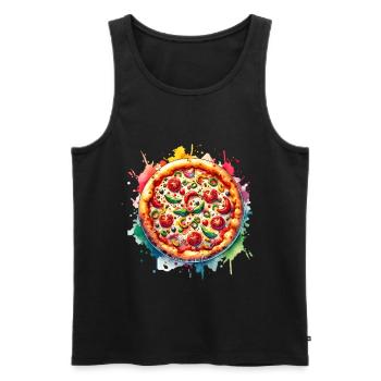 Pizza - Männer Premium Bio Tank Top - Schwarz - Vorne - Michal (187cm)