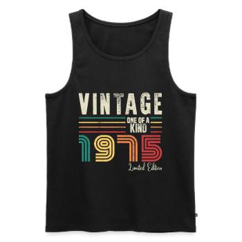1975 Anniversaire vintage rétro né en 1975 - Débardeur bio Premium Homme - noir - Devant - Michal (187cm)