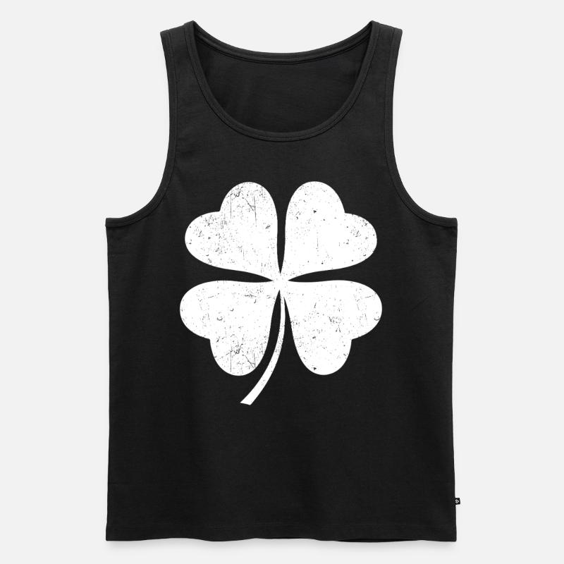 Weißes Kleeblatt - Männer Premium Bio Tank Top - Schwarz