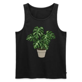 Monstera coloré - Débardeur bio Premium Homme - noir - Devant - Michal (187cm)