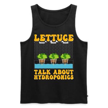 Lettuce talk about Hydroponics - Men's Premium Organic Tank Top - black - Front - AI Model Male 178 light (178cm)