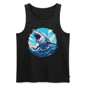 Weiße Haie Weißer Hai - Männer Premium Bio Tank Top - Schwarz - Vorne - AI Model Male 178 light (178cm)