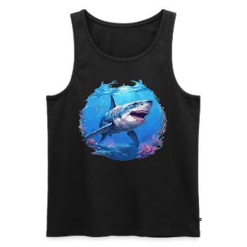 Weiße Haie Weißer Hai - Männer Premium Bio Tank Top - Schwarz - Vorne - AI Model Male 178 light (178cm)