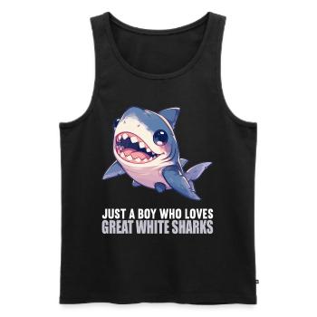 Grands requins blancs Grand requin blanc - Débardeur bio Premium Homme - noir - Devant - Michal (187cm)