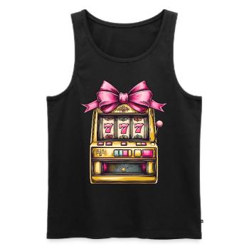 Coquette Bow machine à sous Gambling Gambler - Débardeur bio Premium Homme - noir - Devant - AI Model Male 178 light (178cm)