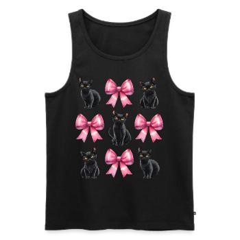 Coquette Bow Black Cat Mom Pink Bow - Men's Premium Organic Tank Top - black - Front - AI Model Male 178 light (178cm)