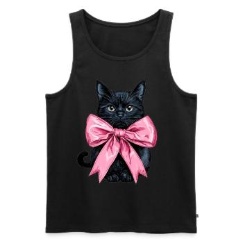Coquette Bow Black Cat Mom Pink Bow - Men's Premium Organic Tank Top - black - Front - AI Model Male 178 light (178cm)