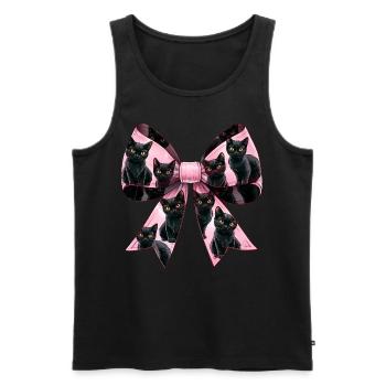 Nœud Coquette Chat Noir Motif Maman Rose - Débardeur bio Premium Homme - noir - Devant - AI Model Male 178 light (178cm)