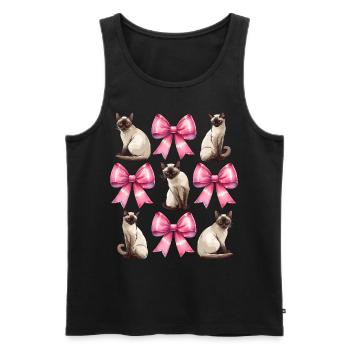 Coquette Bow Siamese Cat Mom Cute Pink Mothers Day - Men's Premium Organic Tank Top - black - Front - Michal (187cm)