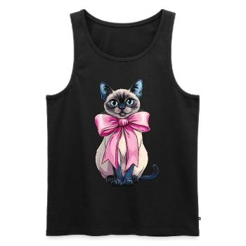 Coquette Bow Siamese Cat Mom Cute Pink Mothers Day - Men's Premium Organic Tank Top - black - Front - Michal (187cm)