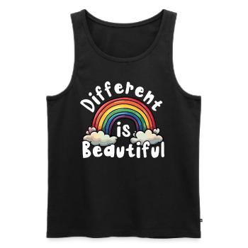 Ce qui est différent, c’est la belle inclusivité de l’arc-en-ciel - Débardeur bio Premium Homme - noir - Devant - AI Model Male 178 light (178cm)