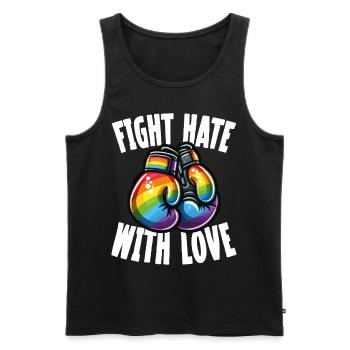 Fight Hate With Love Rainbow Boxing Gloves - Men's Premium Organic Tank Top - black - Front - Michal (187cm)