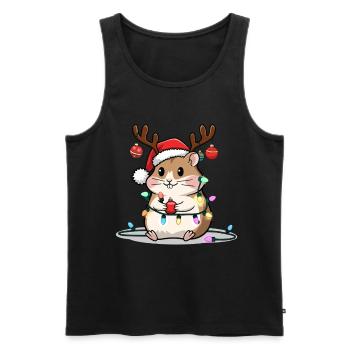 Süße Hamster Weihnachten Illustration Für - Männer Premium Bio Tank Top - Schwarz - Vorne - Michal (187cm)