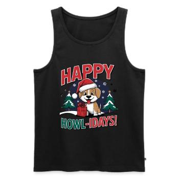 Happy Howl-Idays pour les amoureux des chiens et - Débardeur bio Premium Homme - noir - Devant - Michal (187cm)