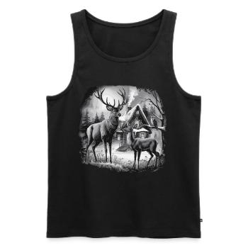 Deer Landscape Forest Natur Erleben Mit - Männer Premium Bio Tank Top - Schwarz - Vorne - AI Model Male 178 light (178cm)