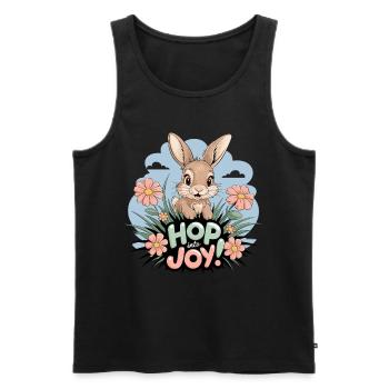 Hop Joy Bunny Pâques, un plaisir mignon pour tout le monde - Débardeur bio Premium Homme - noir - Devant - AI Model Male 178 light (178cm)