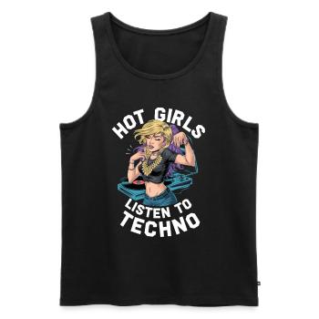 Les filles qui aiment écouter de la musique techno et - Débardeur bio Premium Homme - noir - Devant - Michal (187cm)