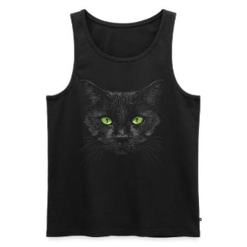 Chat noir yeux verts - Débardeur bio Premium Homme - noir - Devant - Michal (187cm)