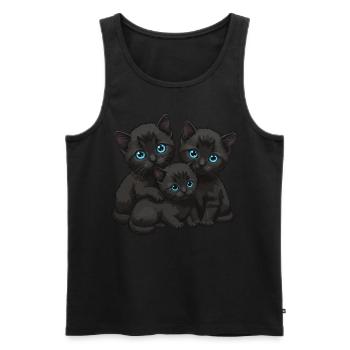 Yeux bleus Trois chats - Débardeur bio Premium Homme - noir - Devant - Michal (187cm)