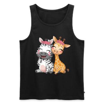 Cute Zebra and Giraffe for Kids - Men's Premium Organic Tank Top - black - Front - Michal (187cm)