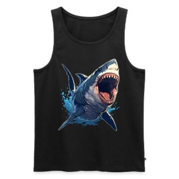 Haie Hai - Männer Premium Bio Tank Top - Schwarz - Vorne - Michal (187cm)
