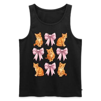 Coquette Schleife Orange Katze Tabby Katze - Männer Premium Bio Tank Top - Schwarz - Vorne - AI Model Male 178 light (178cm)