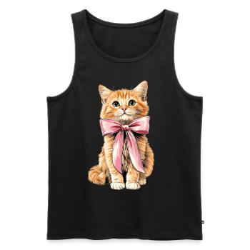 Coquette Schleife Orange Katze Tabby Katze - Männer Premium Bio Tank Top - Schwarz - Vorne - AI Model Male 178 light (178cm)