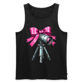 Coquette Bow Télescope Astronomie Système Solaire - Débardeur bio Premium Homme - noir - Devant - AI Model Male 178 light (178cm)