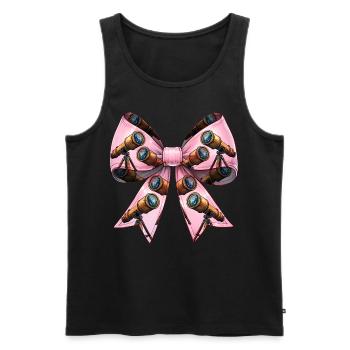 Coquette Bow Télescope Astronomie Système Solaire - Débardeur bio Premium Homme - noir - Devant - AI Model Male 178 light (178cm)