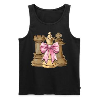 Coquette Bow Chess Player Mothers Day Chess Piece - Men's Premium Organic Tank Top - black - Front - AI Model Male 178 light (178cm)
